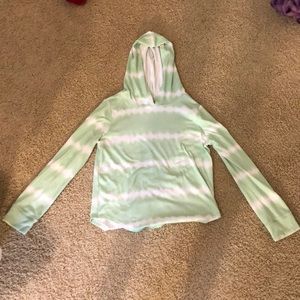 SO mint green and white striped shirt/hoodie